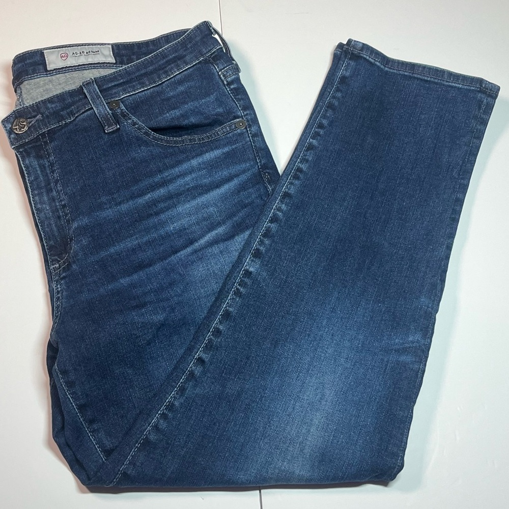 AG Adriano Goldschmied 32R Prima Crop Mid-Rise Jeans Dark Wash Stretch Denim
